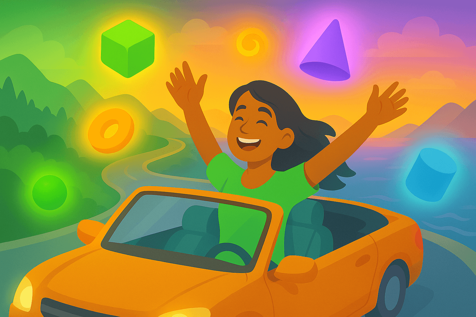 Woman feeling confident and comfortable as a car passenger after completing the training program